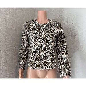 Chico's Cheetah Leopard Button-Up Jacket Womens Size 1 Mature Chic Classic #2